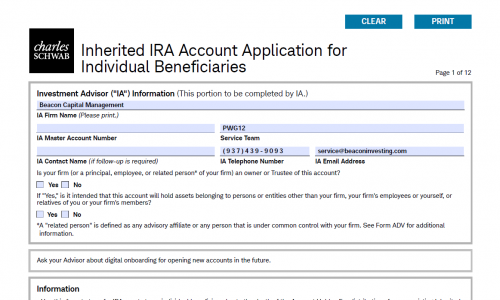 Inherited IRA Account Application
