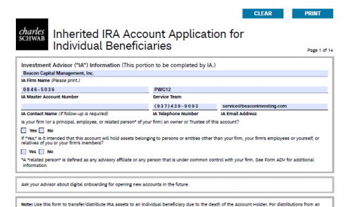 Inherited IRA Account Application