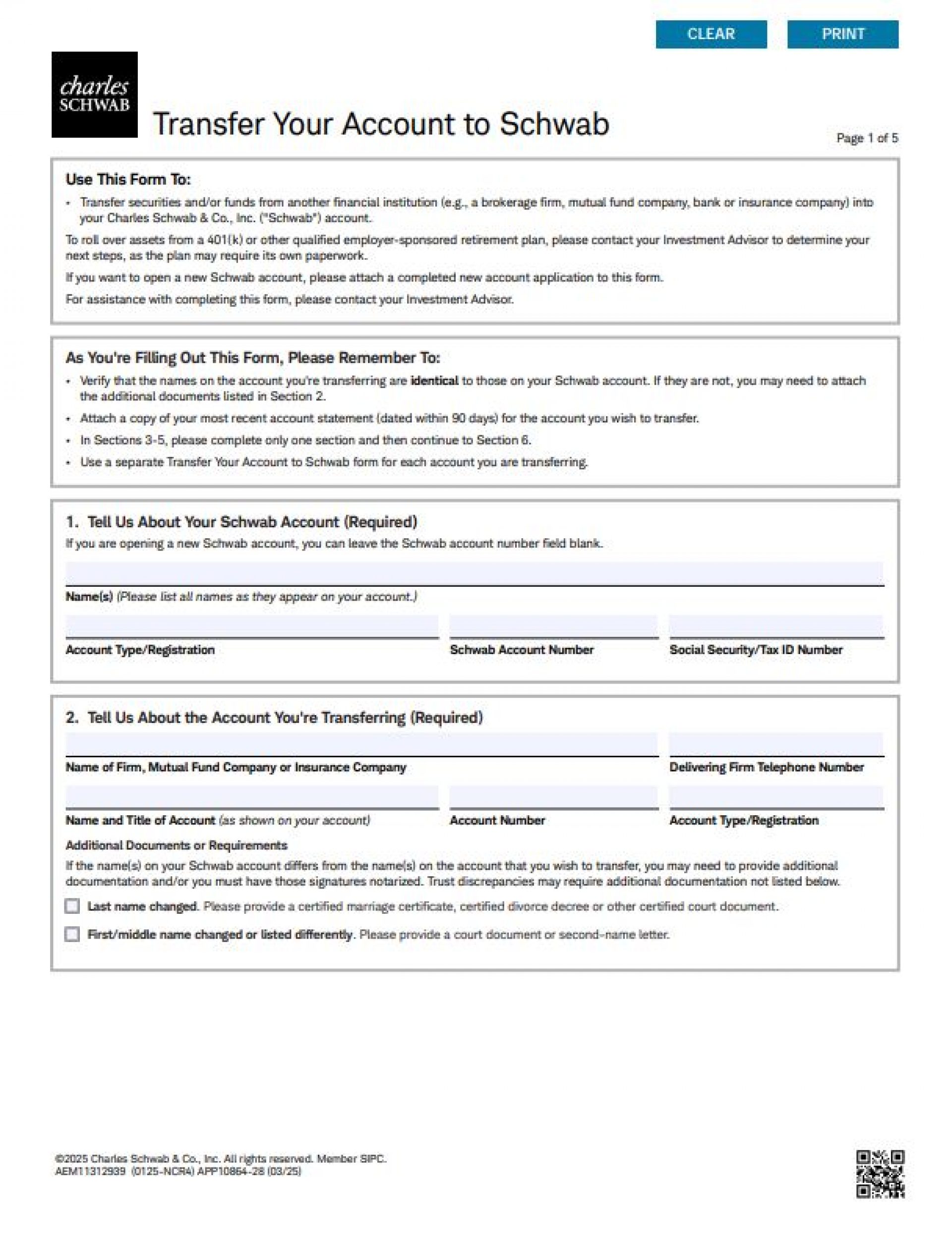 Transfer Form - Schwab